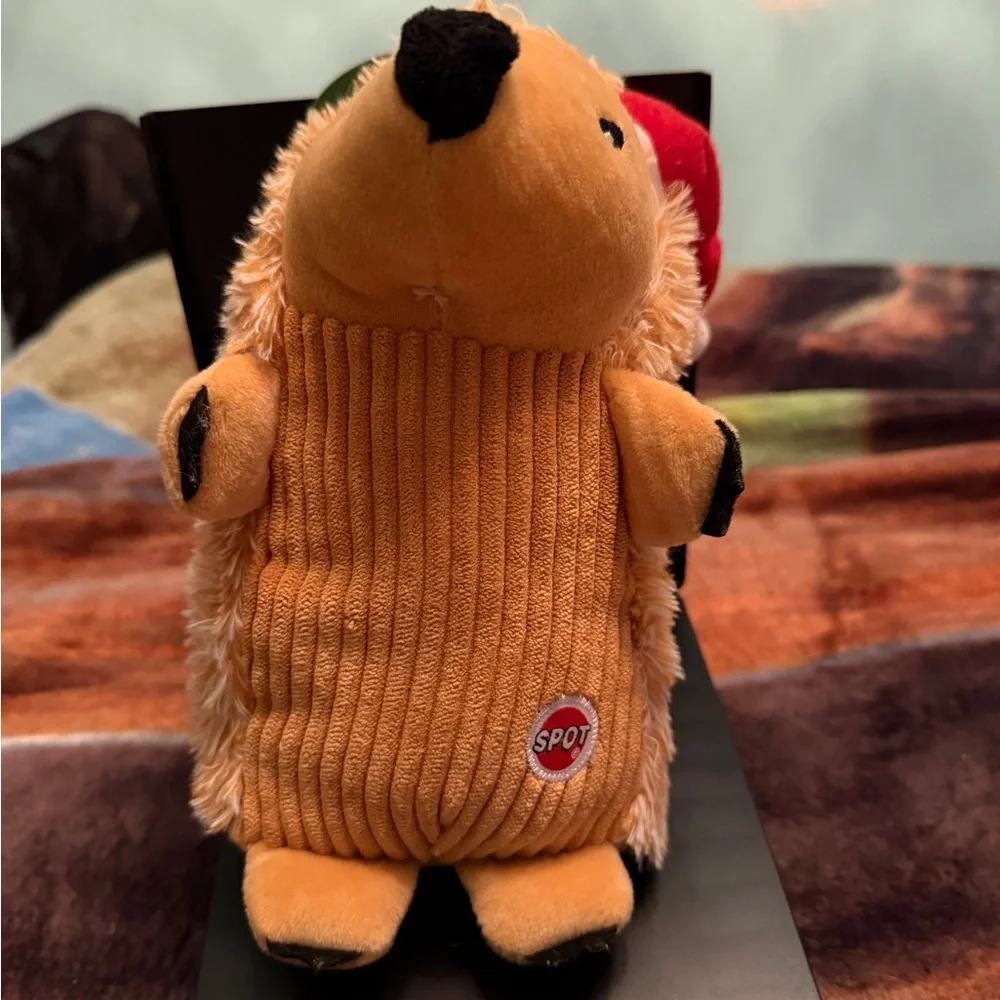 Spot - Tan‎ Santa Hedgehog Squeaky Dog Toy - New